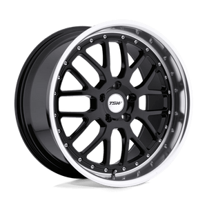 TSW VALENCIA Gloss Black W/ Mirror Cut Lip 17x8 +40 5x114.3mm 76.1mm - WheelWiz