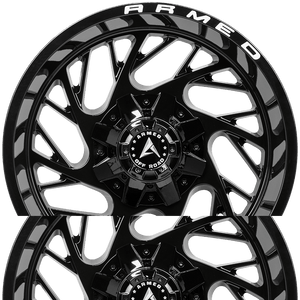 Armed Wheels Carnage Gloss Black + Armed Milling 20x12 -44 8x165.1mm 125.1mm