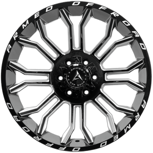 Armed Wheels Havoc Gloss Black Milled 22x12 -44 6x135mm 108.1mm