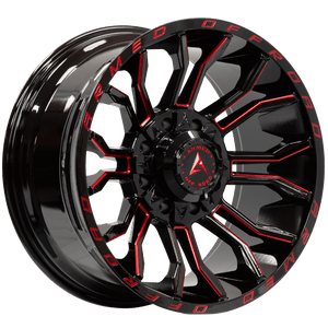 Armed Wheels Havoc Gloss Black Milled + Red 20x10 -18 8x165.1mm 125.1mm