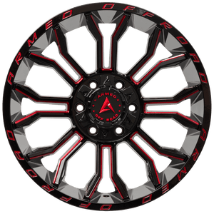 Armed Wheels Havoc Gloss Black Milled + Red 20x10 -18 6x135mm 108.1mm