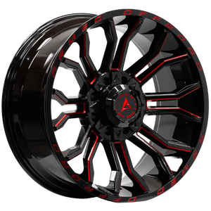 Armed Wheels Havoc Gloss Black Milled + Red 22x10 -18 8x165.1mm 125.1mm