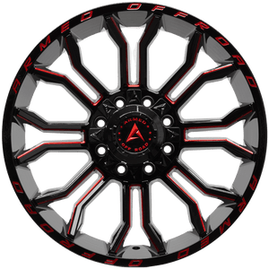 Armed Wheels Havoc Gloss Black Milled + Red 22x10 -18 8x165.1mm 125.1mm