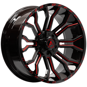 Armed Wheels Havoc Gloss Black Milled + Red 22x10 0 5x127mm 78.1mm