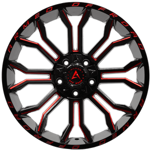 Armed Wheels Havoc Gloss Black Milled + Red 22x10 0 5x127mm 78.1mm
