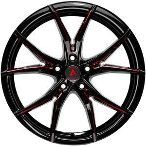 Armed Wheels Strike Gloss Black + Red Milled Spokes 20x8.5 +30 5x120mm 74.1mm