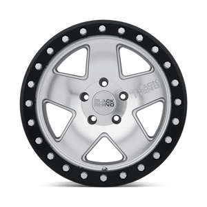 Black Rhino CRAWLER Silver W/ Mirror Face & Black Lip Ring 17x8.5 -32 5x114.3mm 71.5mm - WheelWiz
