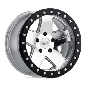 Black Rhino CRAWLER Silver W/ Mirror Face & Black Lip Ring 17x8.5 -32 5x114.3mm 71.5mm - WheelWiz