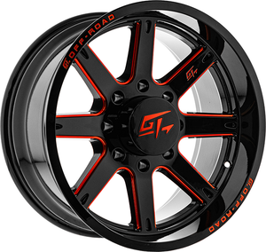 GT Off-Road INVASION Gloss Black Milled Red 20x10 -18 6x135mm 87.1mm - Wheelwiz