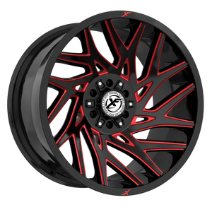 XF Off-Road XF-229 Gloss Black & Red Milled 20x10 -12 5x127|5x139.7mm 78.1mm - Wheelwiz
