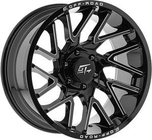 GT Off-Road AGGRESSION Gloss Black Milled 24x12 -44 8x170mm 125.2mm - Wheelwiz