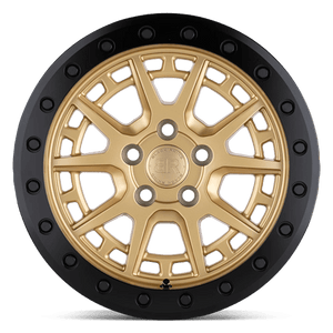 Black Rhino GRAVEL BEADLOCK Gold W/ Black Ring & Bolts 15x7 +15 5x100mm 72.6mm - WheelWiz