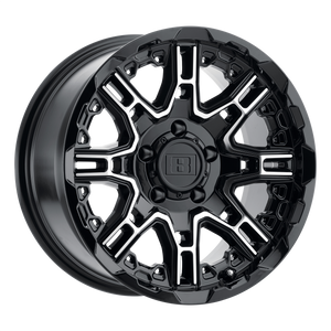 Level 8 SLINGSHOT Gloss Black W/ Machined Face 20x9 +18 6x114.3mm 76.1mm - WheelWiz