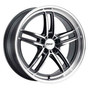 TSW SUZUKA Gloss Gunmetal W/ Mirror Cut Face & Lip 17x8 +40 5x114.3mm 76.1mm - WheelWiz