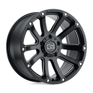 Black Rhino HIGHLAND Matte Black W/ Milled Spokes 20x9.5 -12 5x127mm 71.5mm - WheelWiz