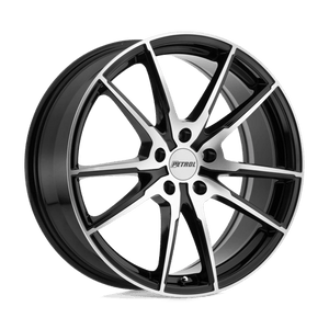 Petrol P0A Gloss Black W/ Mach Cut Face 17x8 +35 5x120mm 76.1mm - Wheelwiz