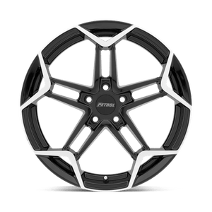 Petrol P1A Gloss Black W/ Mach Cut Face 17x8 +40 5x114.3mm 76.1mm - Wheelwiz