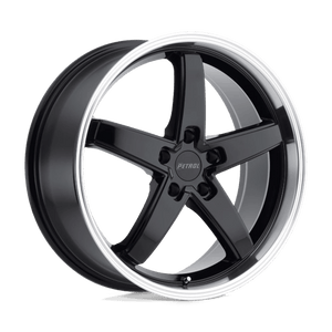 Petrol P1B Gloss Black W/ Mach Cut Lip 17x8 +32 5x112mm 72.1mm - Wheelwiz