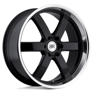 Black Rhino PONDORA Gloss Black W/ Machine Ring 24x10 +25 6x139.7mm 112.1mm - WheelWiz