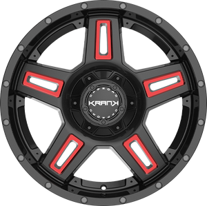 Krank Hammer Gloss Black Red Milled 20x10 -24 5x127|5x139.7mm 77.8mm - Wheelwiz