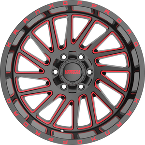 Krank Coil Gloss Black Red Milled 20x9 +10 6x135|6x139.7mm 108mm - Wheelwiz