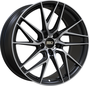 Euro Design Tech Matte Black Machined 20x8.5 +35 5x112mm 66.7mm - Wheelwiz