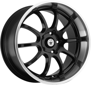 Konig Lightning Black W/ Machined Lip 16x7 +40 4x100|4x114.3mm 73.1mm - Wheelwiz