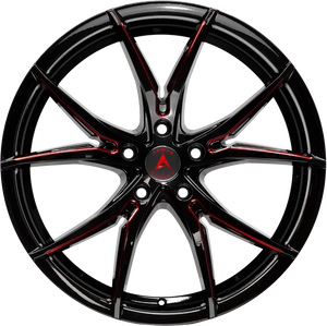 Armed Wheels Strike Gloss Black + Red Milled Spokes 20x10 +40 5x120mm 74.1mm - Wheelwiz