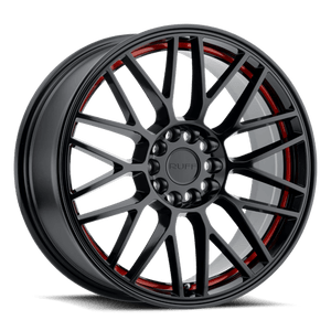Ruff OVERDRIVE Gloss Black W/ Red Inner Lip 18x8 +38 5x100|5x114.3mm 72.1mm - WheelWiz