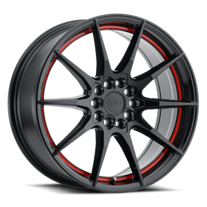 Ruff SPEEDSTER Gloss Black W/ Red Stripe 17x7.5 +38 5x100|5x114.3mm 72.1mm - WheelWiz