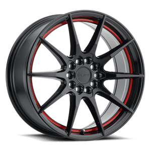 Ruff SPEEDSTER Gloss Black W/ Red Stripe 17x7.5 +38 5x100|5x114.3mm 72.1mm - WheelWiz