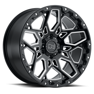 Black Rhino SHRAPNEL Gloss Black W/ Milled Spokes 17x9.5 -18 6x139.7mm 112.1mm - WheelWiz