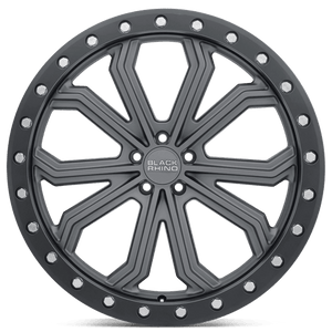 Black Rhino TRABUCO M-gunmetal W/ Black Rg & Slvr 18x8 +25 5x112mm 66.6mm - Wheelwiz