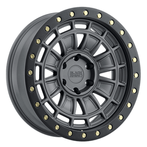 Black Rhino DALTON Matte Gunmetal W/ Black Lip Edge & Brass Bolts 18x9.5 -12 5x127mm 71.5mm - WheelWiz