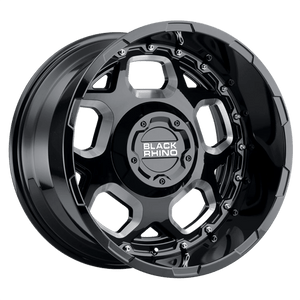 Black Rhino GUSSET Gloss Black W/ Milled Spokes 20x11.5 -44 6x139.7mm 112.1mm - WheelWiz