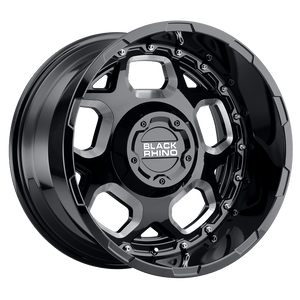 Black Rhino GUSSET Gloss Black W/ Milled Spokes 20x11.5 -44 6x139.7mm 112.1mm - WheelWiz