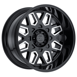Black Rhino PREDATOR Gloss Black W/ Milled Windows 24x14 -76 8x170mm 125.1mm - WheelWiz