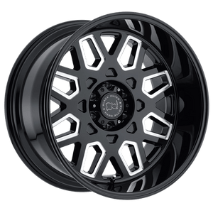 Black Rhino PREDATOR Gloss Black W/ Milled Windows 20x12 -44 5x127mm 71.5mm - WheelWiz