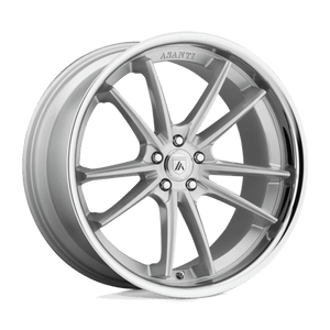 Asanti Black ABL-23 SIGMA Brushed Silver Chrome Lip 22x9 +15 Custom 72.6mm - WheelWiz