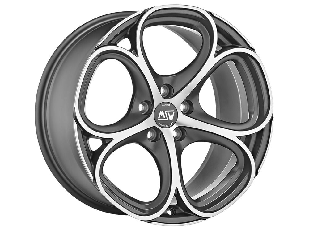MSW 82 Matt Gunmetal Full Polished 18x8 CUSTOM 5x112mm - WheelWiz