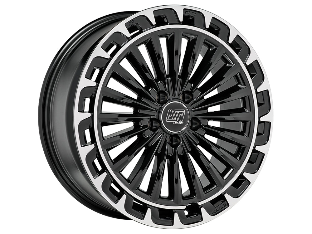 MSW 32 GLOSS BLACK+DIAMOND LIP 20x8.5 +35 5x112mm 73mm - Wheelwiz