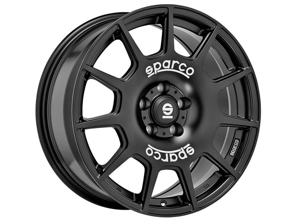 Sparco TERRA MATT BLACK WHITE LETTERING 16x7 +35 5x100mm 0mm– Wheelwiz