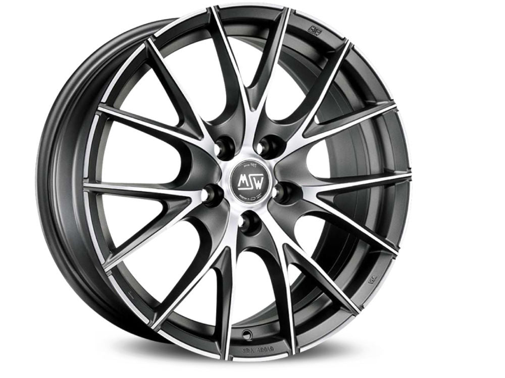 MSW 25 Matt Titanium Full Polished 15x6 CUSTOM 4x100mm - WheelWiz