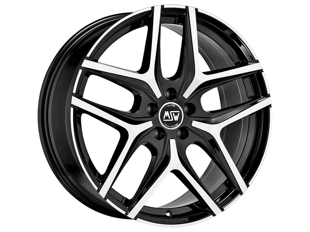 MSW 40 GLOSS BLACK FULL POLISHED 20x8.5 +45 5x114.3mm 73mm - Wheelwiz