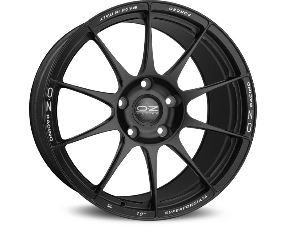 OZ Racing SUPERFORGIATA MATT BLACK CON SCRITTE DI FRESATURA 19x10 +45 5x112mm 0mm - Wheelwiz
