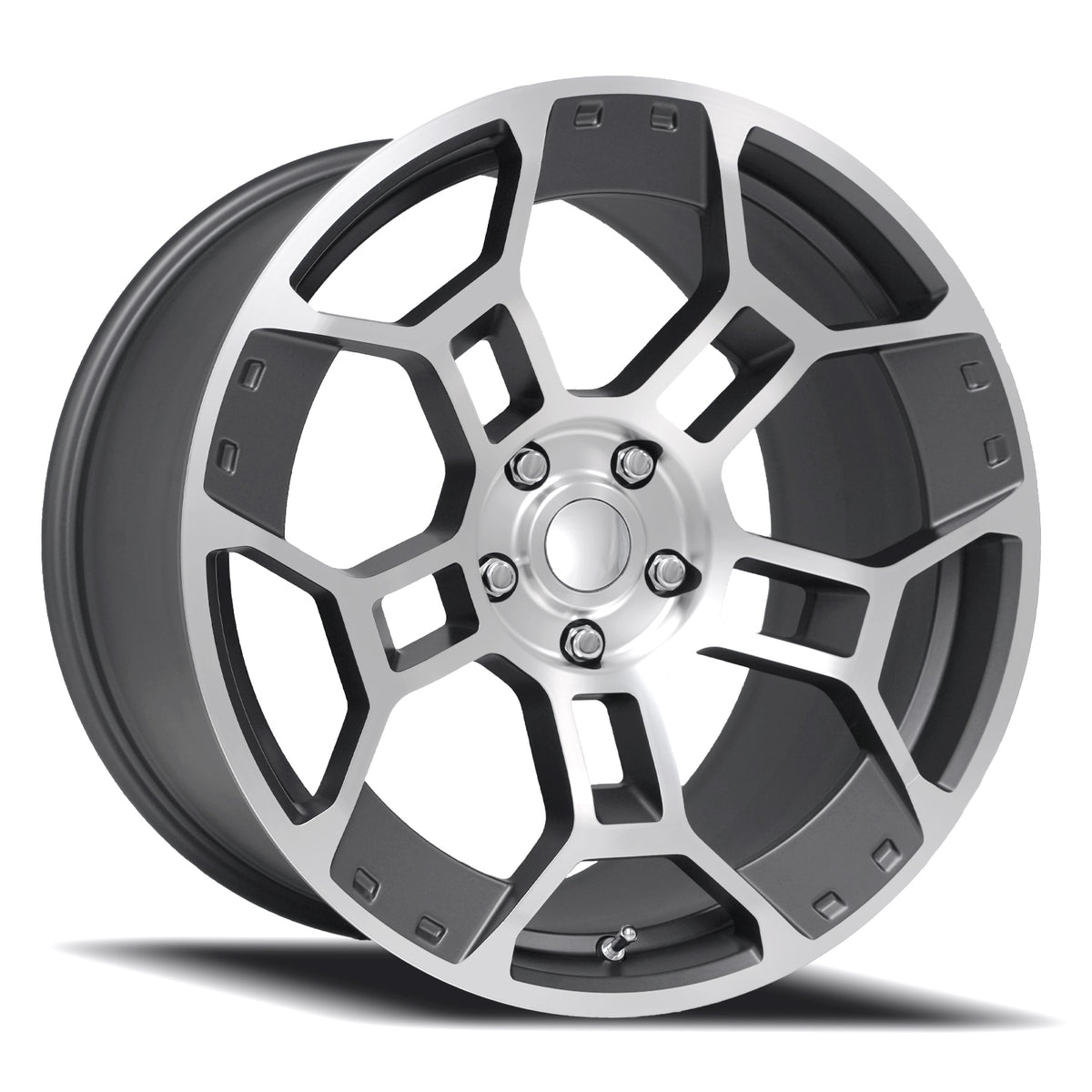 Factory Reproductions FR 701F Satin Gunmental Machine Face 19x10 +35 5x114.3mm 70.5mm