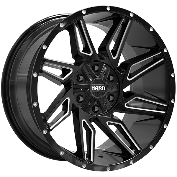 Ruffino HARD VOODOO Gloss Black - Milled Edge 20x10 -12 5x127|5x139.7mm 77.8mm - WheelWiz