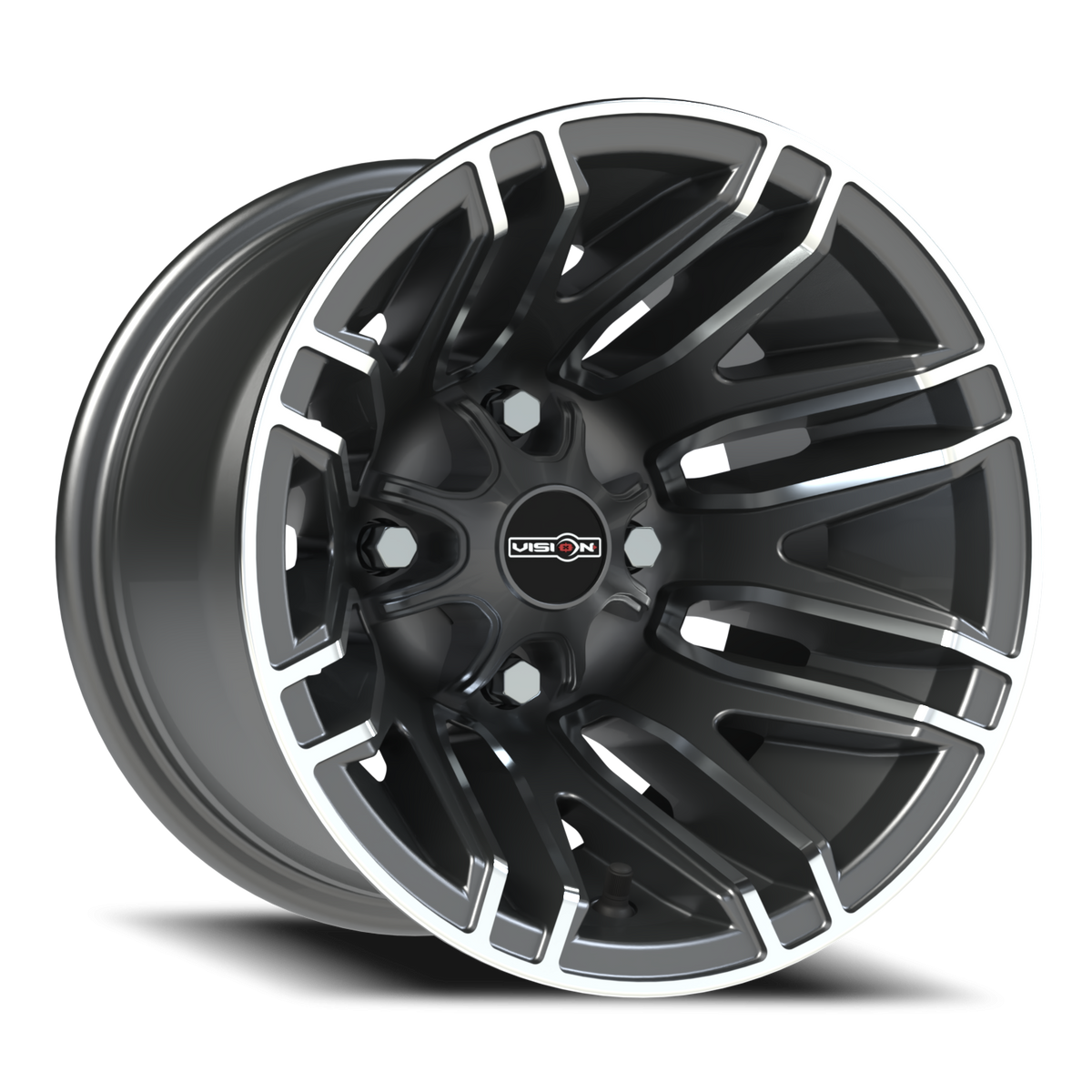 Vision Wheel 112 Gunmetal Machined Face 12x8 -61 4x110mm 86mm - Wheelwiz