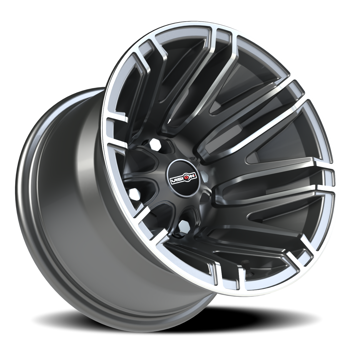 Vision Wheel 112 Gunmetal Machined Face 12x8 -61 4x110mm 86mm - Wheelwiz