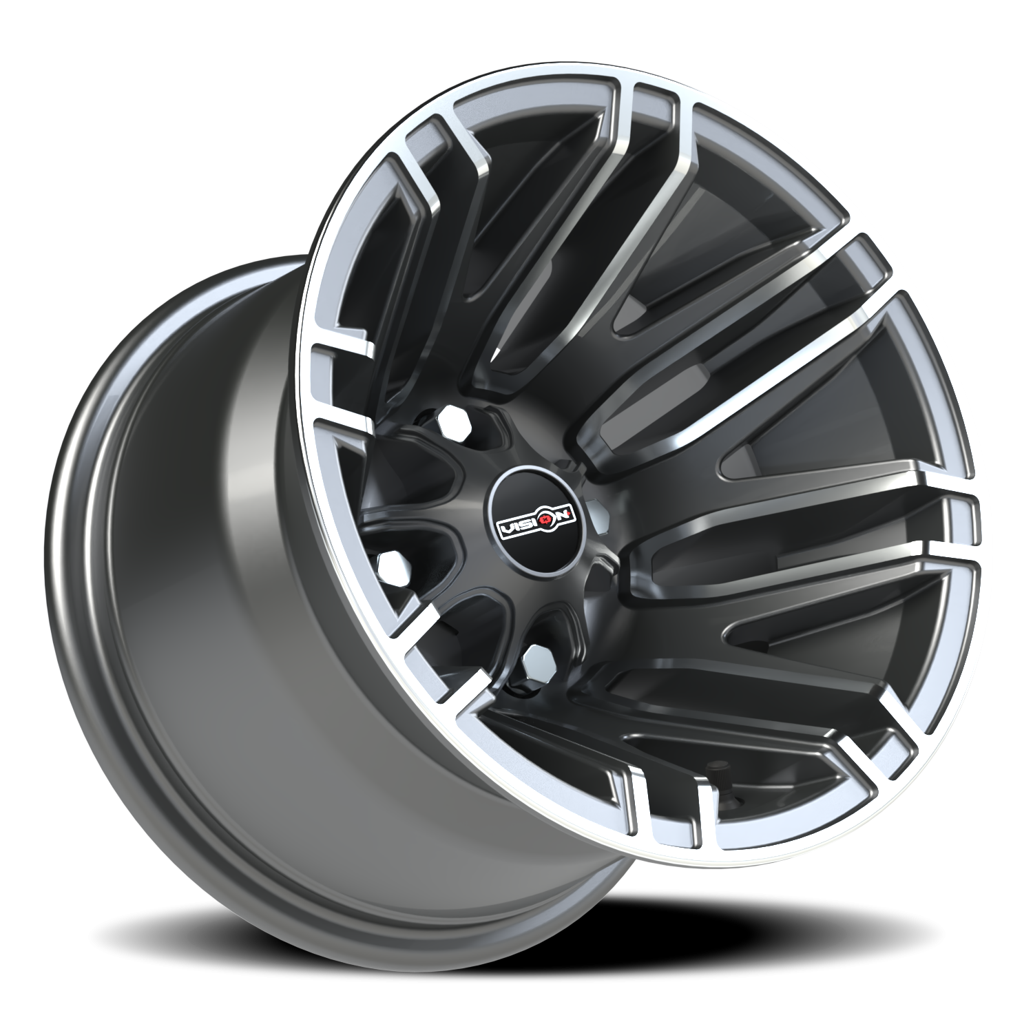 Vision Wheel 112 Gunmetal Machined Face 12x8 -61 4x110mm 86mm - Wheelwiz